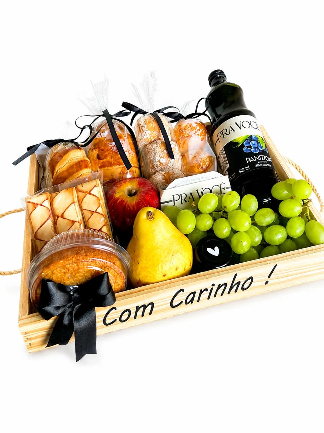 09 -Cesta de Café da manhã, surpresa com Pães, Frutas e Suco
