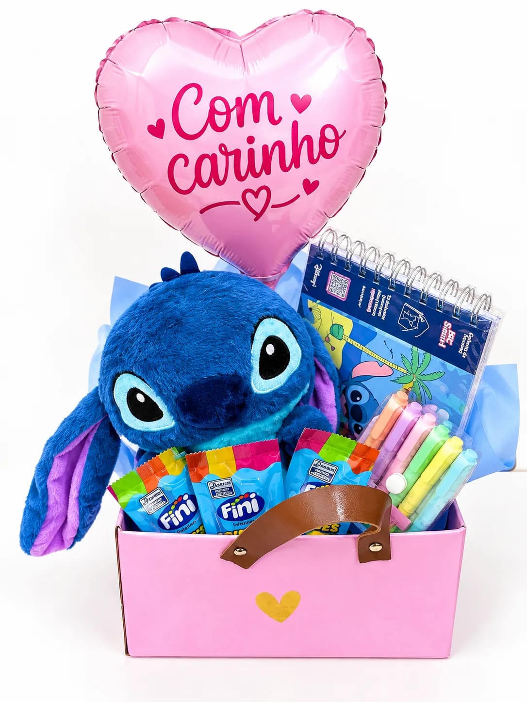 Cesta Especial Dia das Crianças – Stitch com Balão Coração