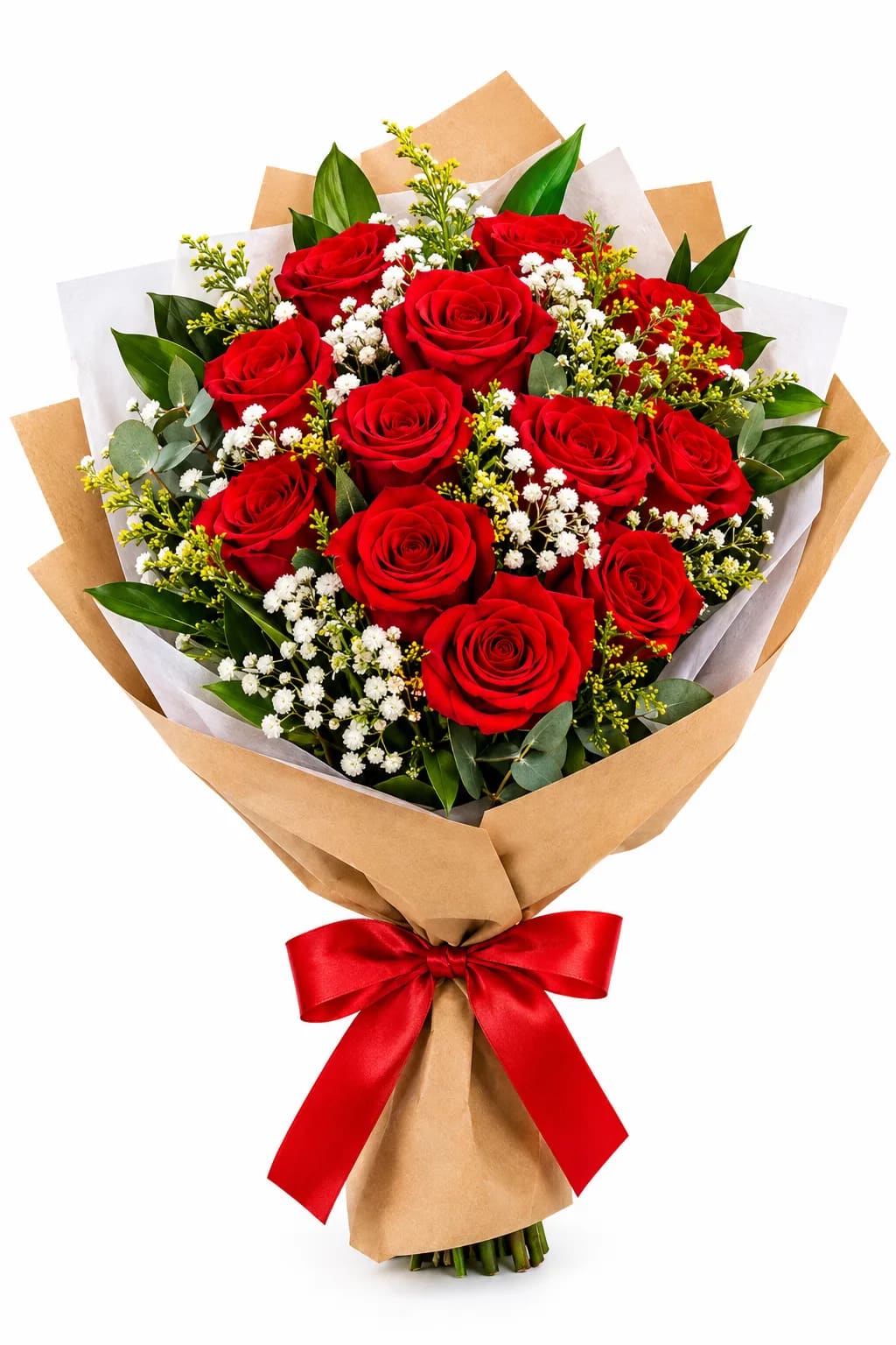 Buquê Clássico Amor Eterno - 12 Rosas Vermelhas